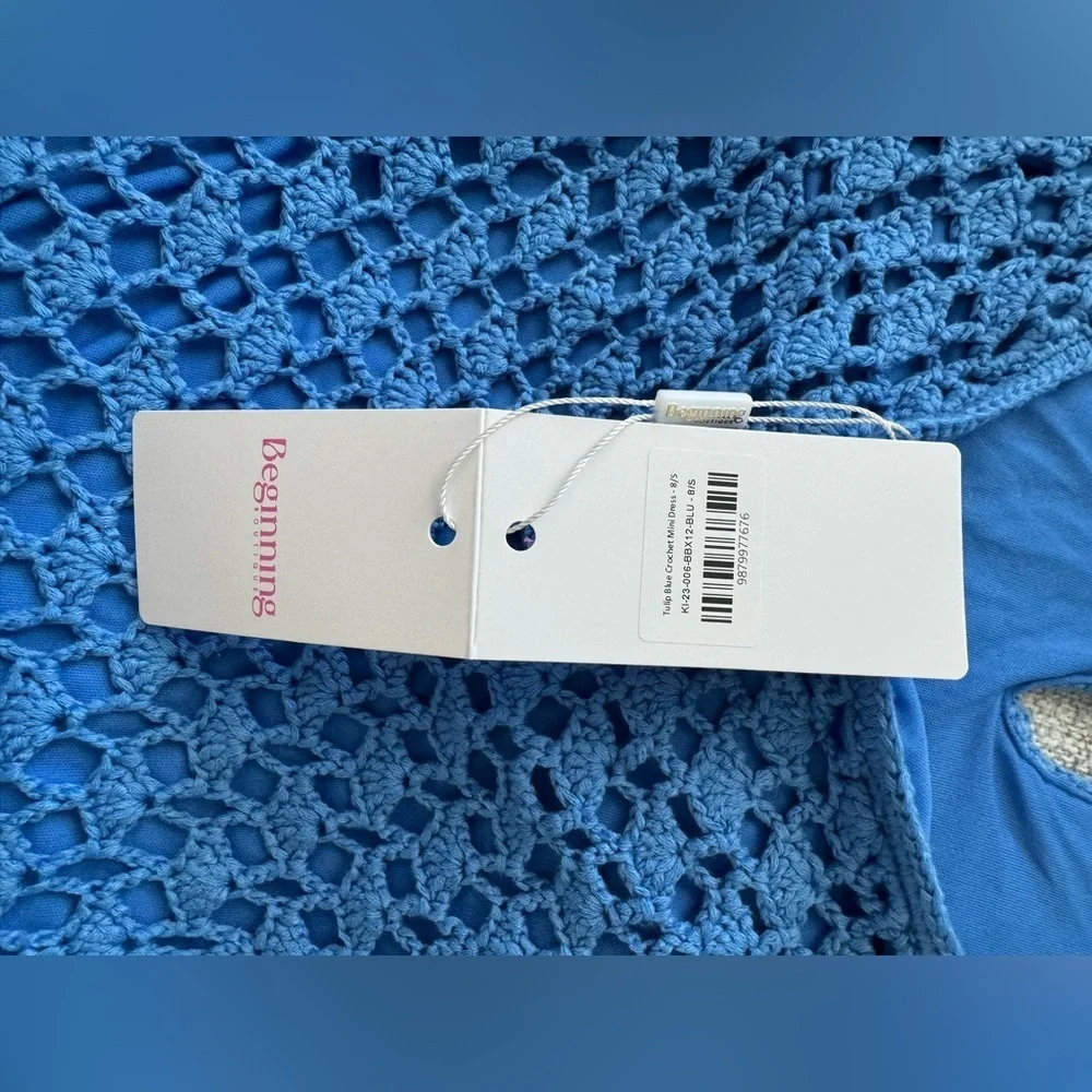 Beginning Boutique Tulip Blue Crochet Mini Dress - Picture 5 of 6